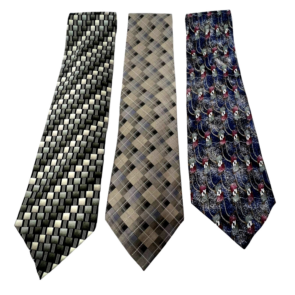 Men's Silk Ties - LOT of 3 - Croft & Barrow - Barrington - Van Heusen